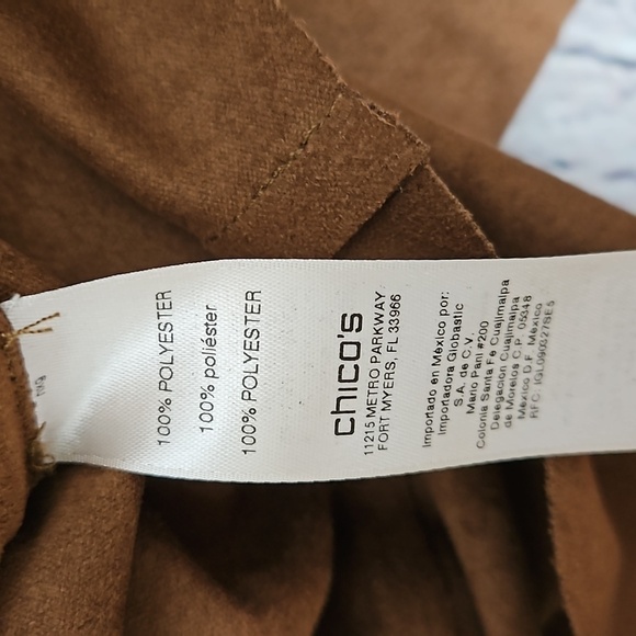 Chico's Faux Suede Open Front Vest Brown Size Small - Picture 4 of 5